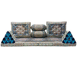 سرویس پشتی شاه نشین 7 تکه افشار 8 رنگ سورمه ای مدل زنبوری